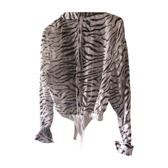 Women's L Cache Tiger Striped Chiffon Bodysuit - Picture 3 of 17